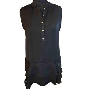 Banana Republic Black Sleeveless Ruffle Top Small